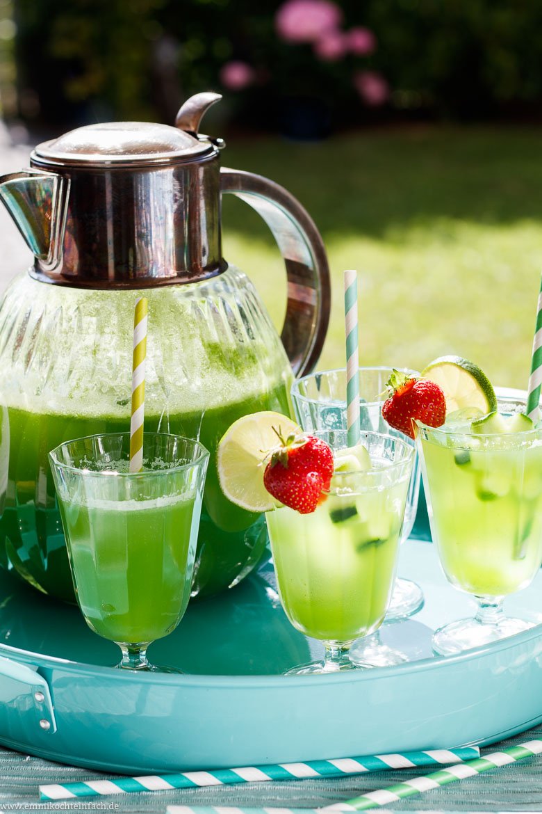Gurkenlimonade mit Limette und Agavendicksaft - www.qevorlanix.pro