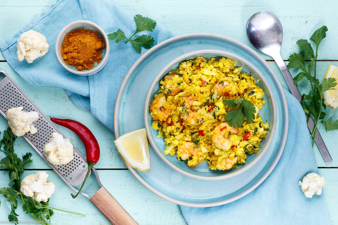 Blumenkohl Couscous mit Garnelen - www.qevorlanix.pro