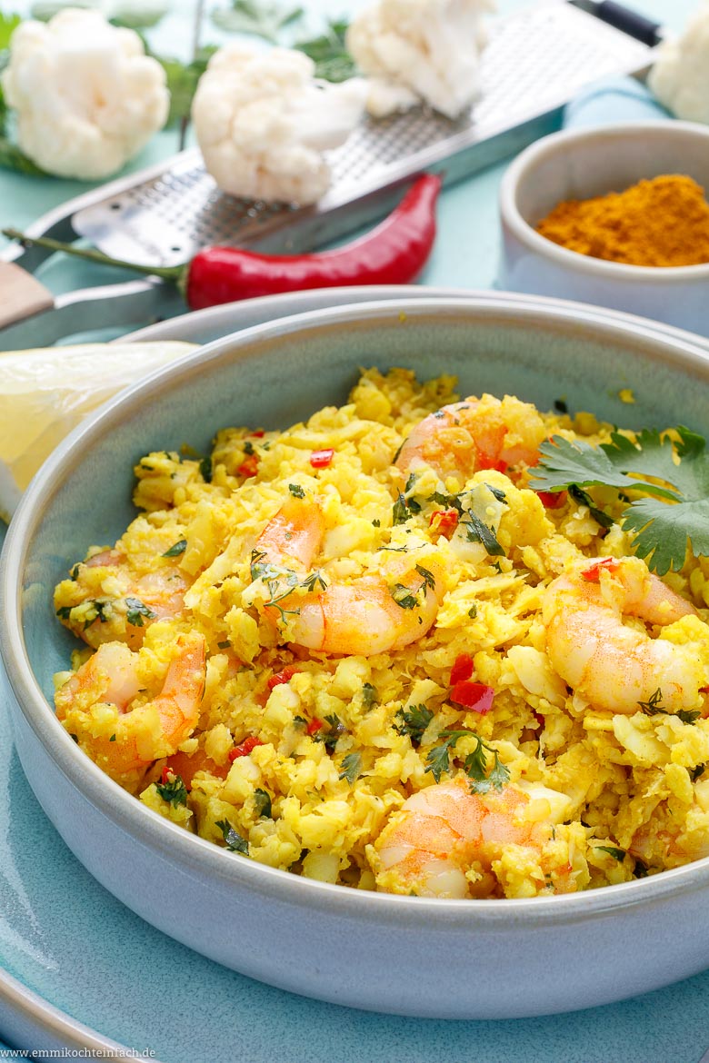 Blumenkohl Couscous mit Garnelen - www.qevorlanix.pro
