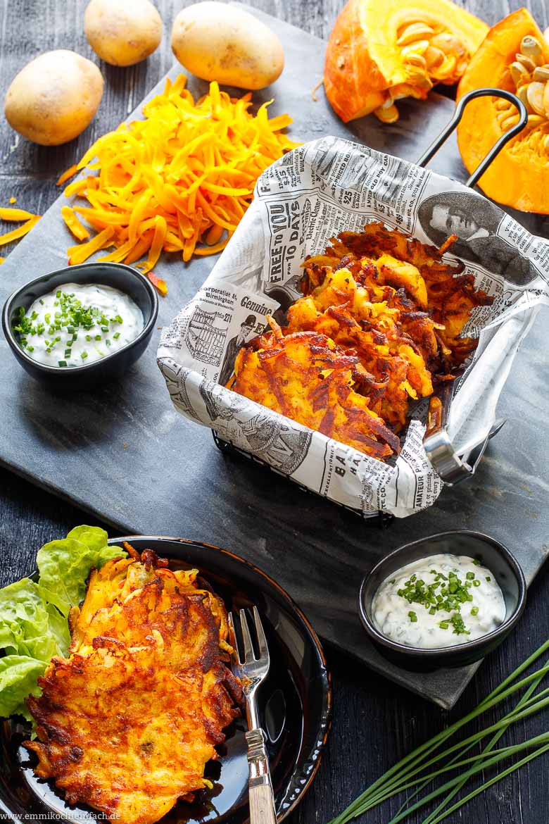 K&uuml;rbis Kartoffel Puffer - www.emmikochteinfach