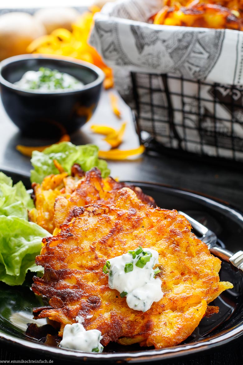 K&uuml;rbis Kartoffel Puffer - www.emmikochteinfach