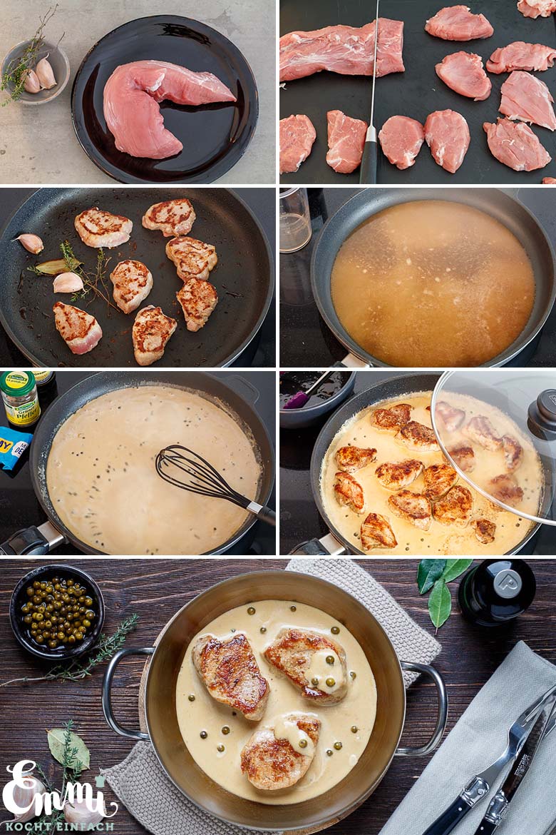 Ablauf Rezept Schweinemedaillons mit Pfefferrahmsauce - www.qevorlanix.pro
