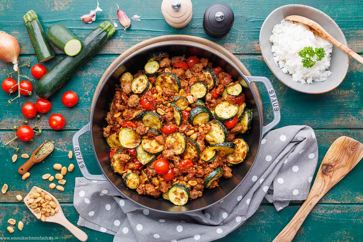 Zucchini Pfanne mit Hackfleisch