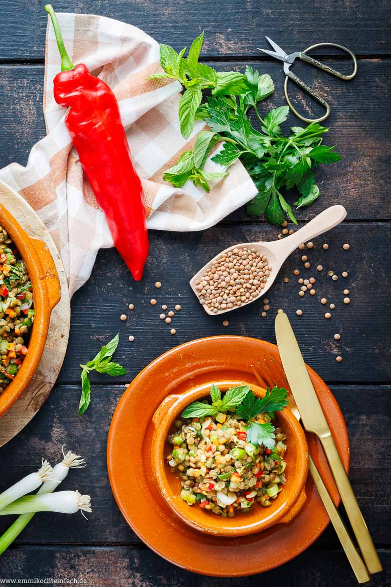 Zutaten für Linsensalat