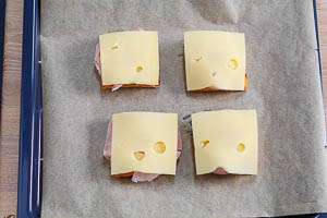 K&auml;se Scheiben auf Toast Hawaii
