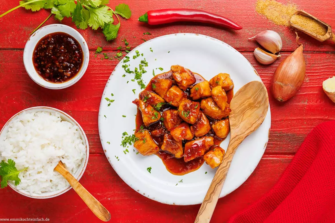 Chicken Teriyaki Rezept - würziges Hähnchen mit Reis
