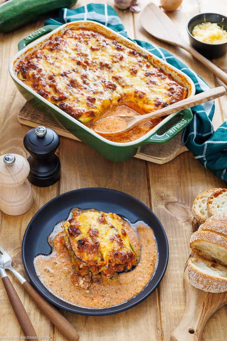 Das Ofengericht mit Zucchinigem&uuml;se und Hackfleisch