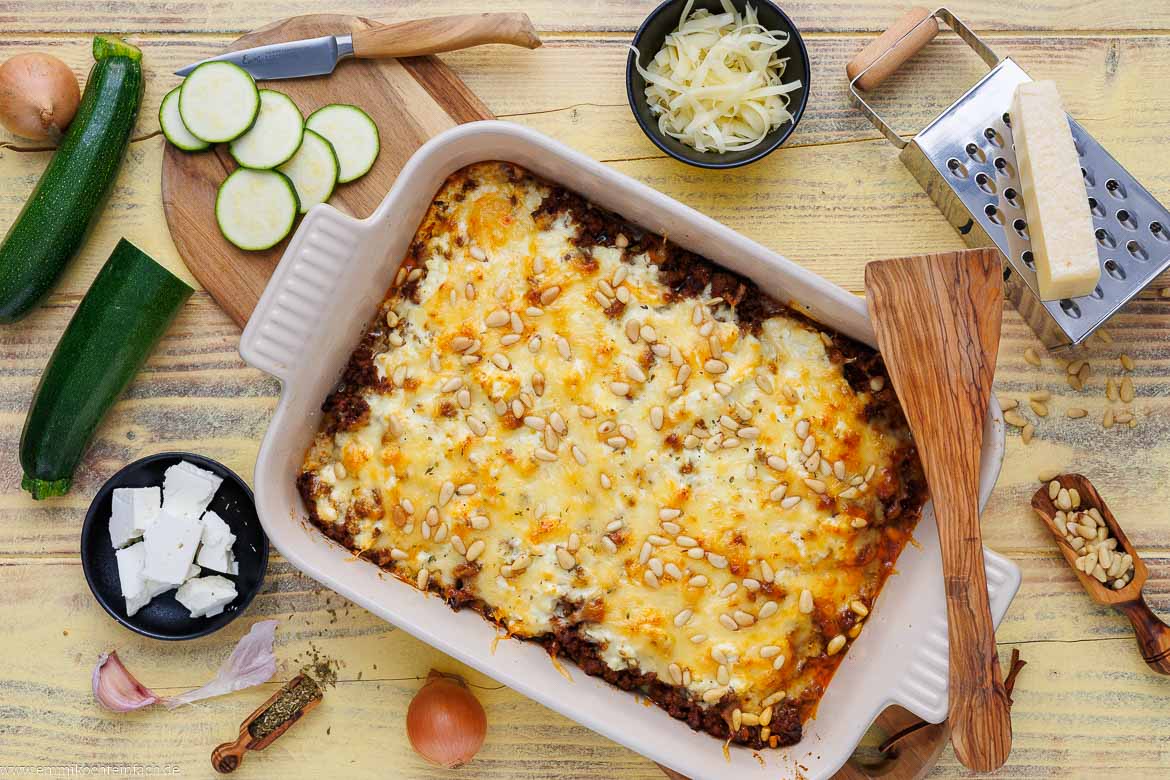 Zucchini-Hackfleisch-Auflauf Rezept mit Feta