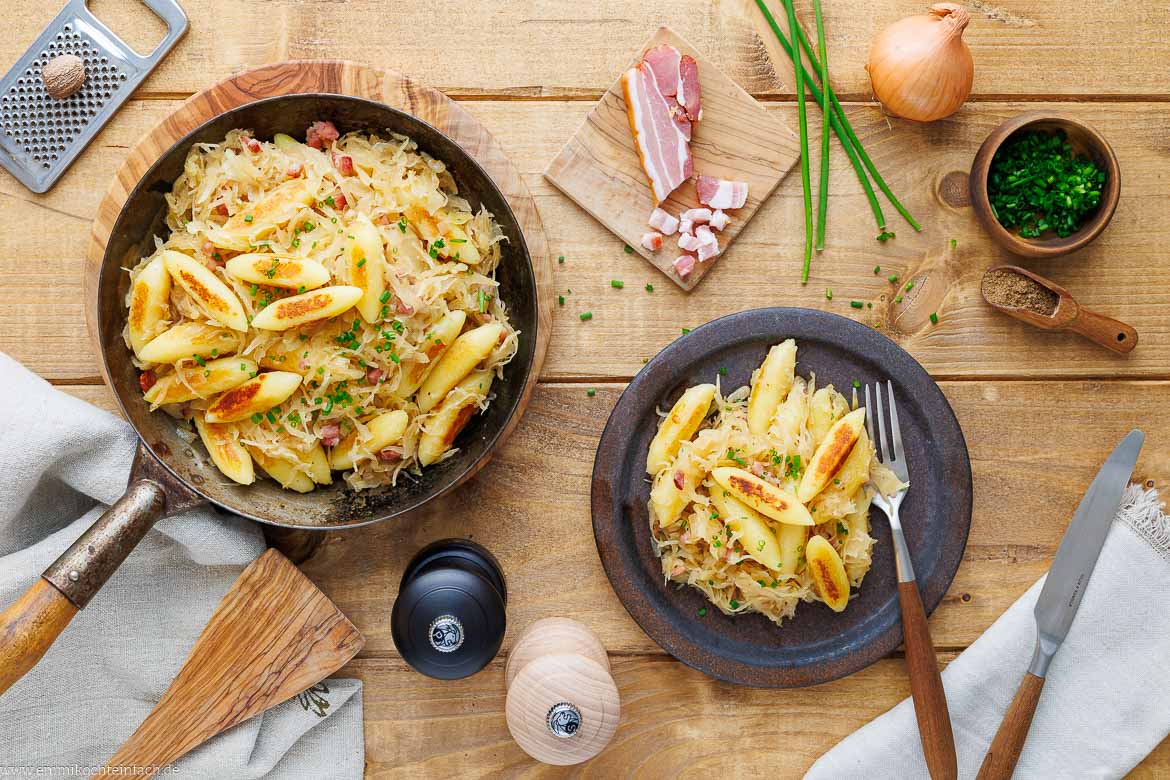Schupfnudeln mit Sauerkraut und Speck Rezept