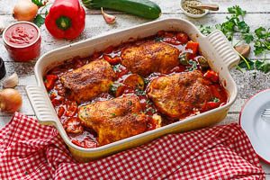 Pollo Fino aus dem Backofen frisch und warm servieren