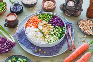 Buddha Bowl anrichten und servieren