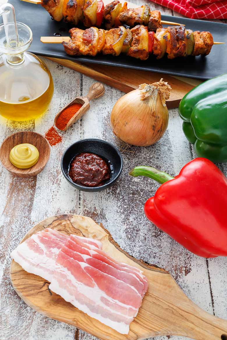 Zutaten f&uuml;r Schaschlik im Backofen