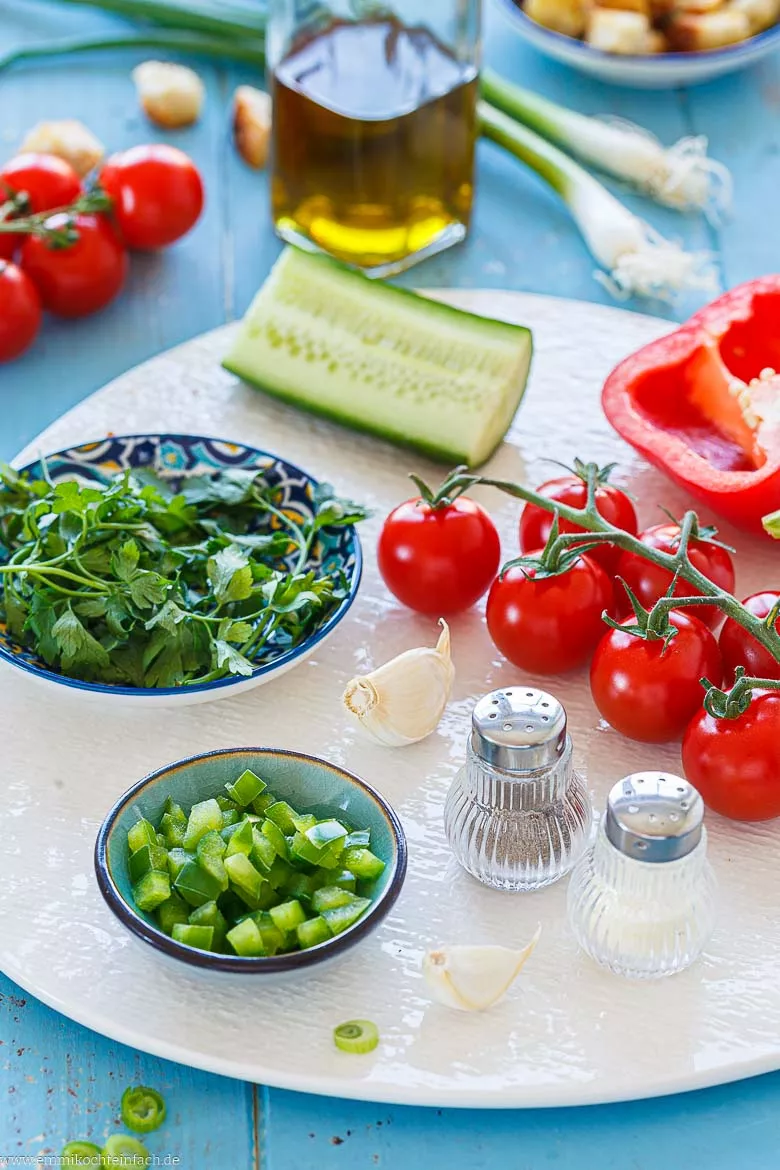 Zutaten für meine Gazpacho-Suppe