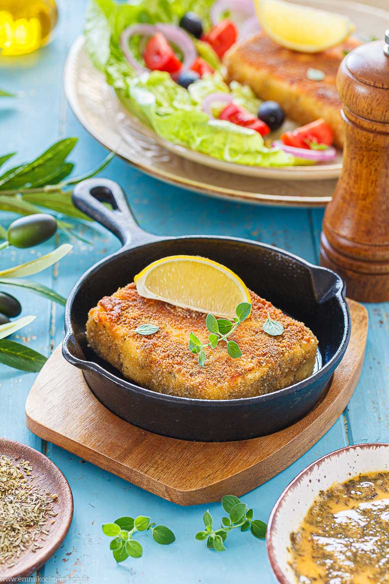 Panierter Feta nach griechischer Art
