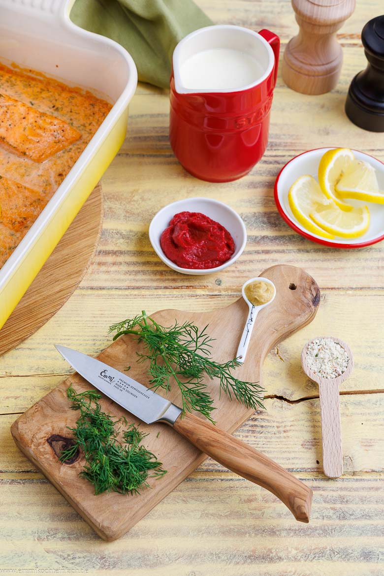 Zutaten f&uuml;r Lachs-Sahne-Gratin