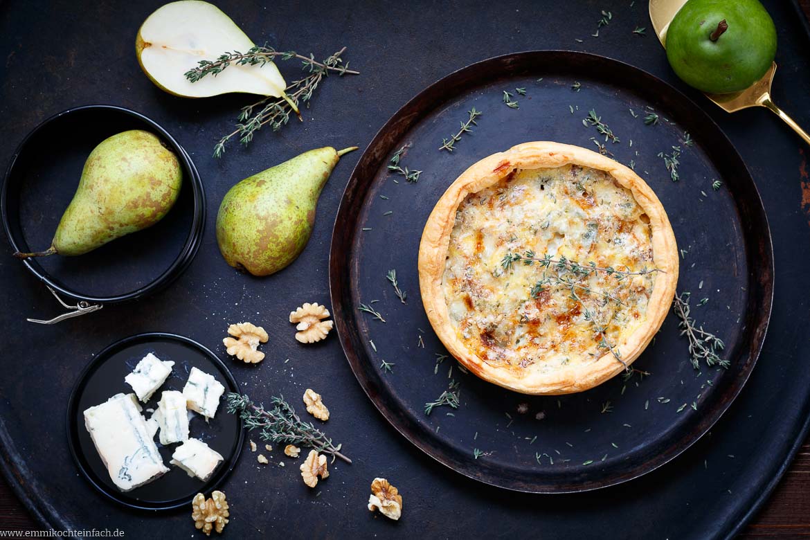 Rezept für meine Birne-Gorgonzola-Quiche