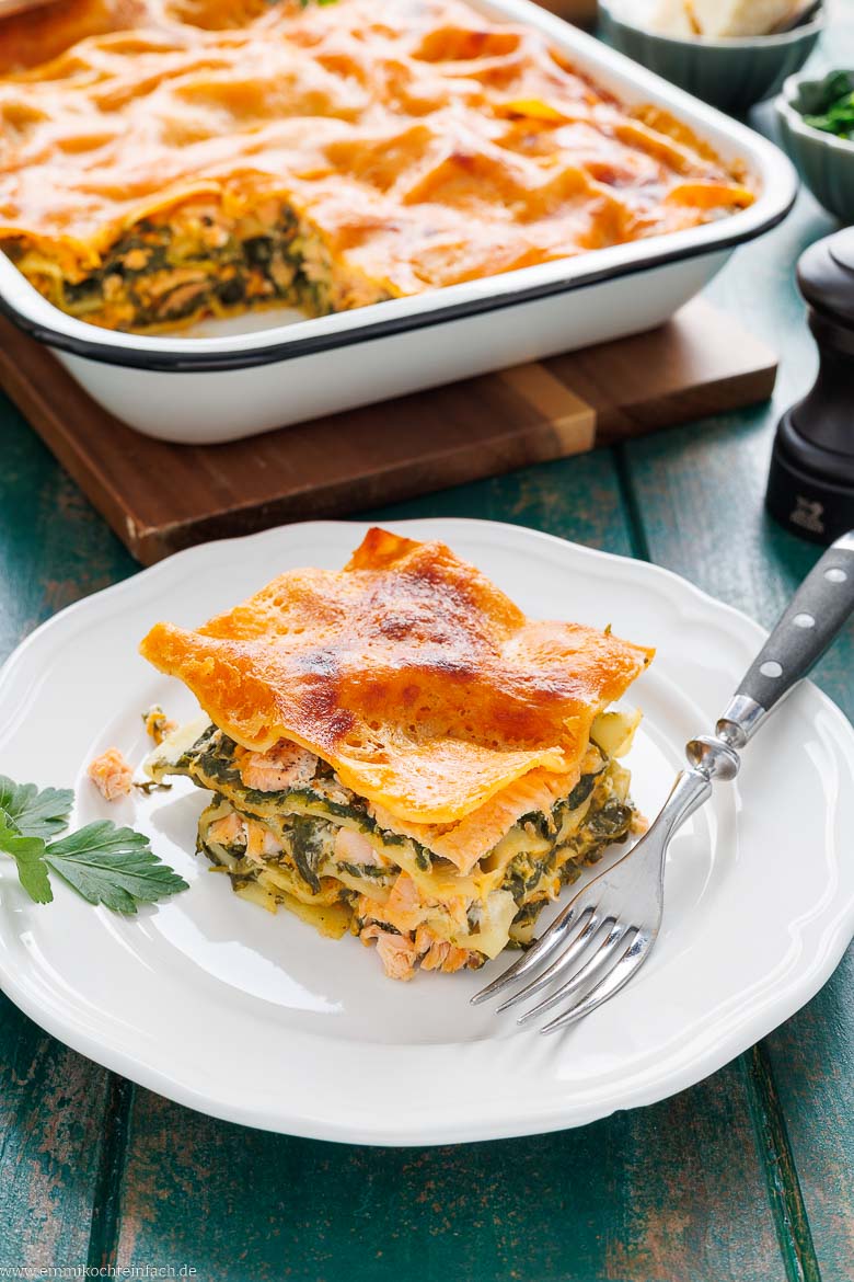 Lasagne mit Spinat und Lachs